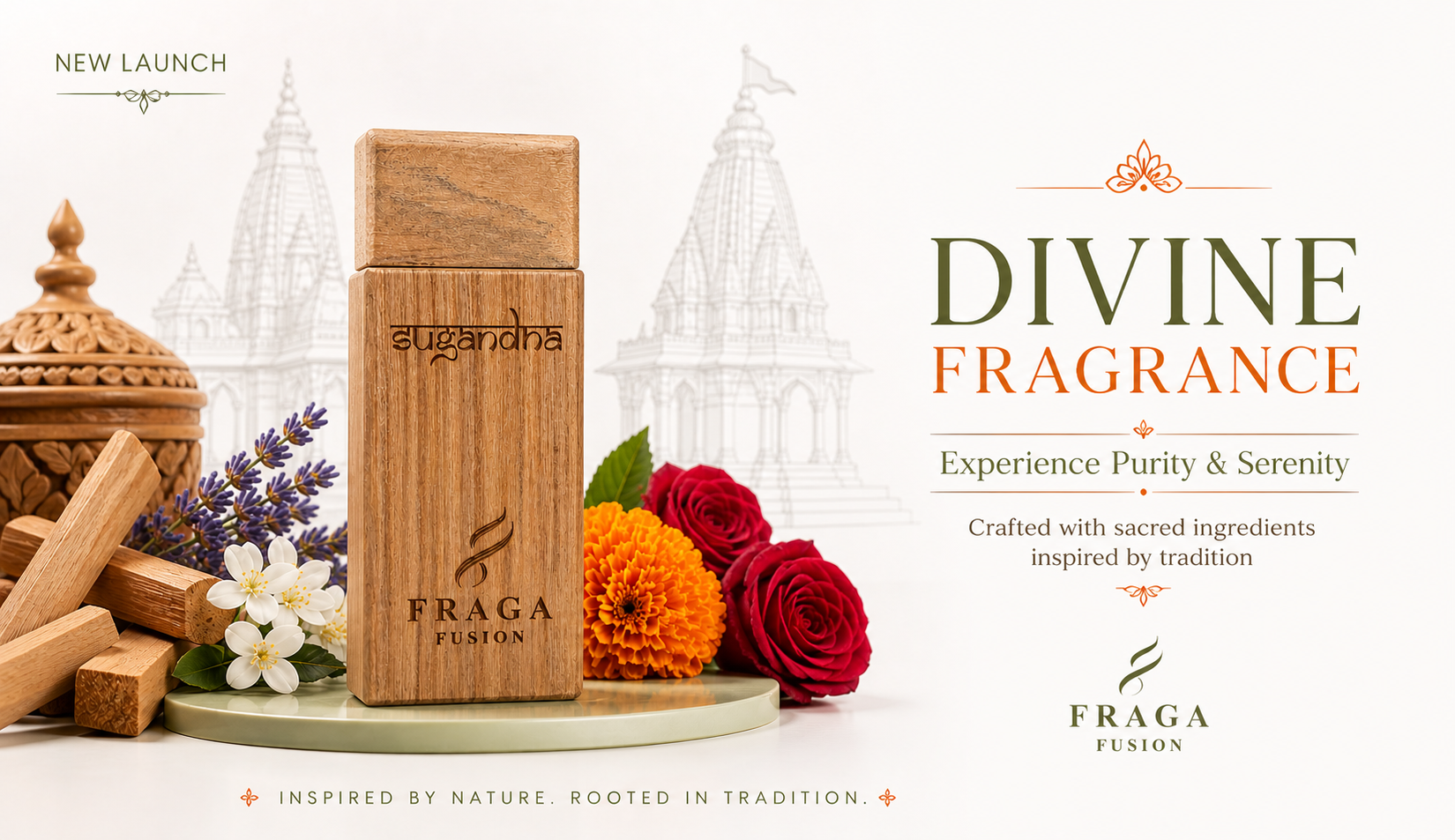 Fraga Fusion premium perfume campaign banner